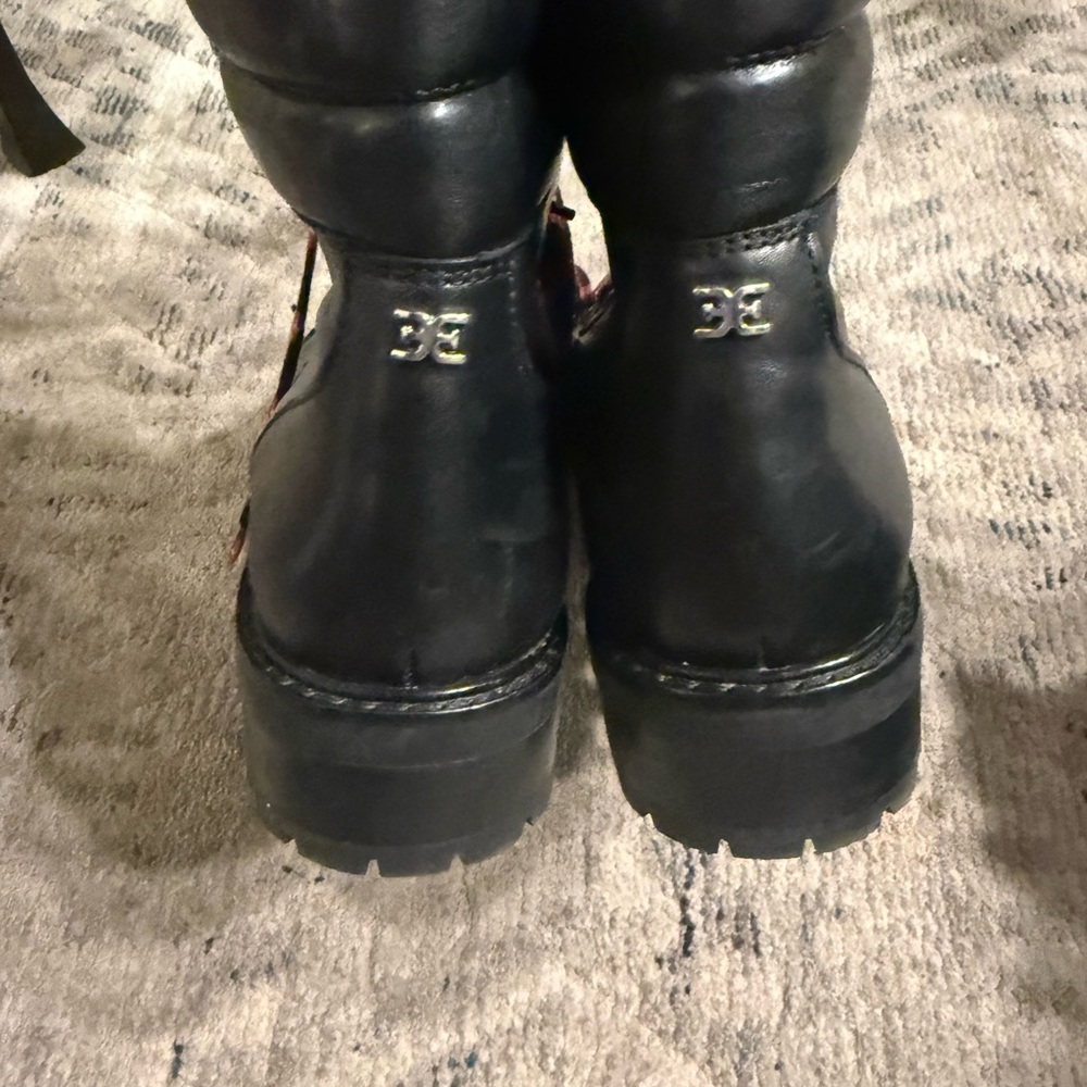 Sam Edelman Black Combat Boots with Red Laces - Picture 10 of 16